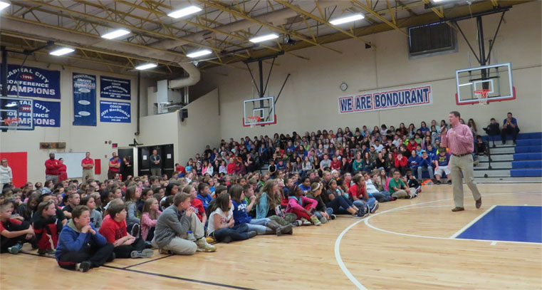 Jerod presenting at Bondurant Middle School